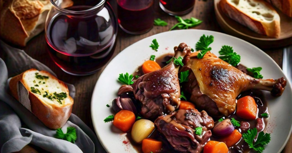 Steps for coq au vin recipe